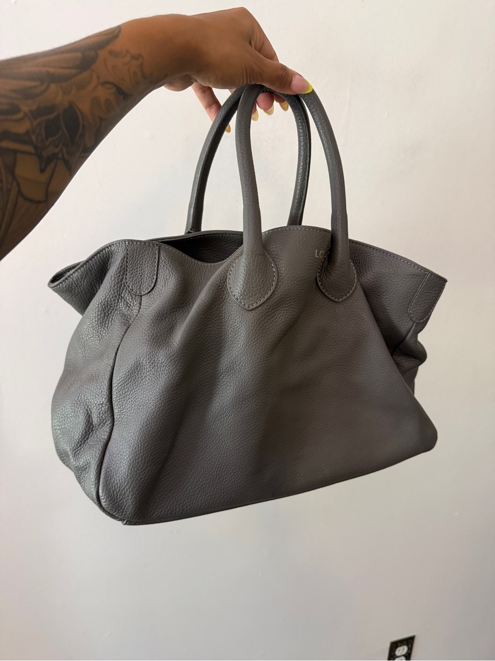 Mark & Graham Dark Gray Pebbled Leather Slouchy Tote - Picture 8 of 8